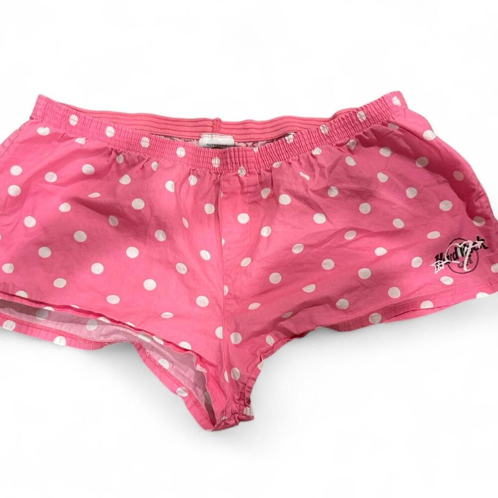 Hard Rock Cafe Women's Y2K 2000s Pink Polka Dots Heart Pajama Shorts